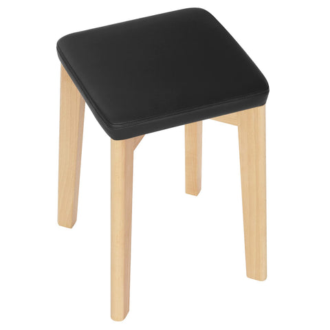 Rootz Dining Chair - Kitchen Stool - Beechwood Seat - PU-Covered Chair - Stacking Seat - Wood Stool - Wood Grain + Black - 32.5x47x32.5 cm