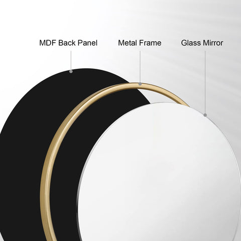 Rootz Runder Wandspiegel - Round Mirror - Wall Reflecter - Decorative Glass - Vanity Mirror - Hanging Mirror - Room Accent - Golden - 19.0 x 18.7 x 3.2 inches