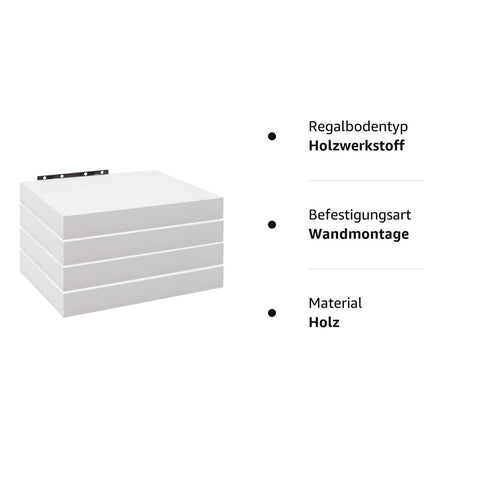 Rootz Wall Shelf Set - Floating Bookshelf - Mounted Display Racks - Storage Shelves - Decorative Ledges - Hanging Bookcase - White - 25x22.9x3.8cm