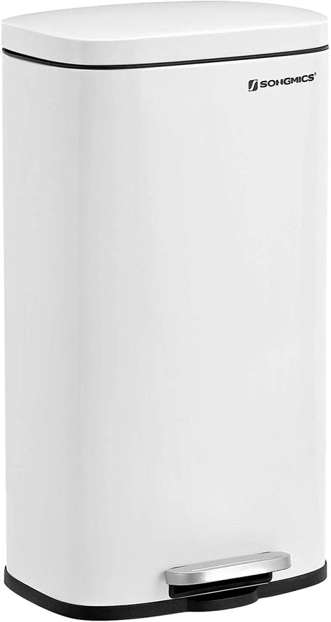 Rootz Trash can - 30L - Pedal bin - Waste bin - Inner bucket - Hinged lid - Softclose - White - 35 x 23.8 x 63 cm