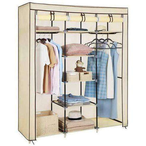 Rootz Wardrobe XXL - Wardrobe - Foldable Wardrobe - Beige - 150 x 175 x 45 cm (WxH x D)