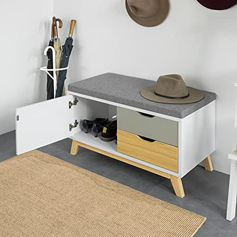 Rootz Halschoen - Bankschoen - Kastschoen - Rek met 1 Kast en 2 Laden, B80 x D38 x H51cm