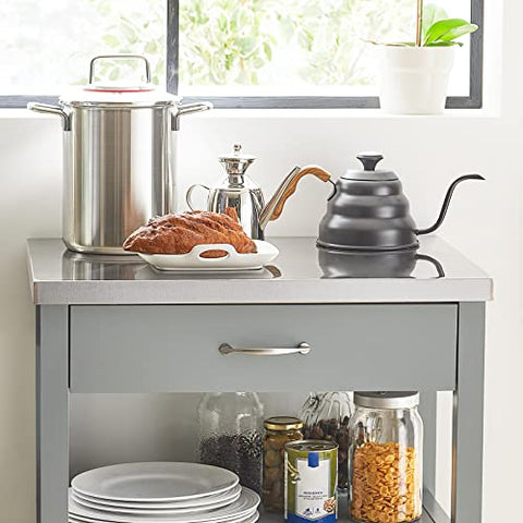 Rootz Keukentrolley Opbergwagen Serveerwagen Keukenkast met RVS werkblad