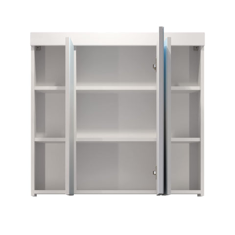 Rootz Modern Bathroom Mirror Cabinet - Stylish Storage Solution - Sleek White High Gloss Finish - Ample Space - 80 x 75 x 16 cm