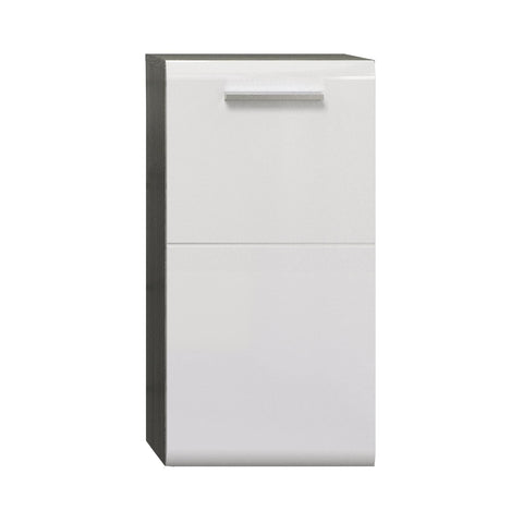 Rootz Bathroom Chest - Storage Cabinet - Vanity Unit - Drawer Stand - Bathroom Organizer - Wooden Furniture - Smoke Silver/White High Gloss - 35x68x34 cm