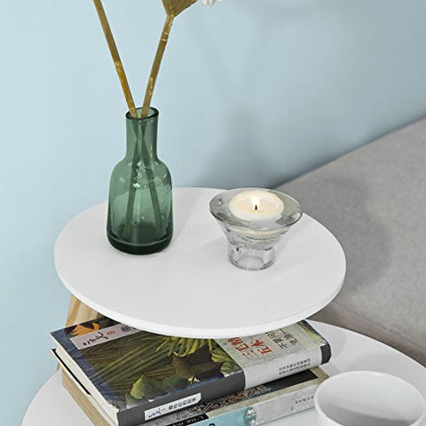 Rootz 2-stufiger runder Beistelltisch aus Holz, Tee- und Couchtisch, Beistelltisch