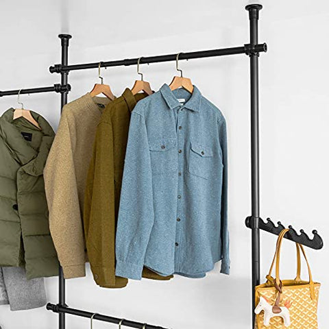 Rootz Adjustable Wardrobe Organiser Clothes Shelf System-Hanging Rail-Telescopic Storage Shelving