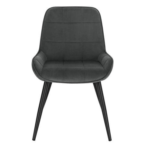 Rootz Ergonomische Fluwelen Eetkamerstoelen - Set van 2 - Stijlvol Gewatteerd Keukenzitje - Donkergrijs - 47cm Zithoogte