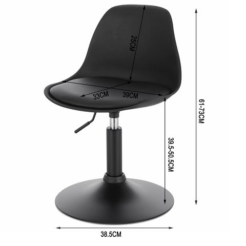 Rootz Verstelbare Zitkruk - Ergonomische Stoel - Draaikruk - Thuiskantoorstoel - Eetkamerstoel - Barstoel - Kapkruk - Zwart - 16,5x15,7x13,8 inch