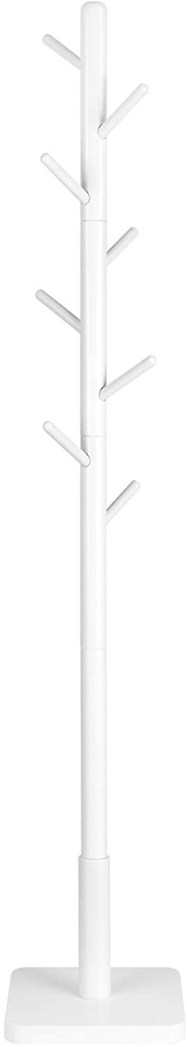 Rootz Garderobenständer – Kleiderständer – Massivholz – Baumform – 8 Haken – Weiß – Gummibaumholz – 30 x 30 x 175 cm