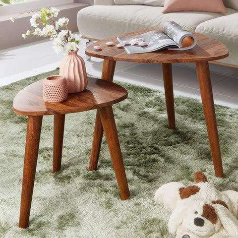 Rootz Side Table - Wooden Coffee Table - Brown - 60 x 56 x 60 cm