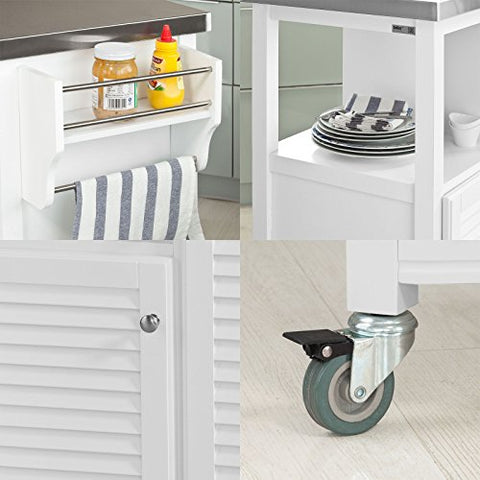 Rootz Keukenopslag Serveerwagen met roestvrijstalen werkblad en kasten