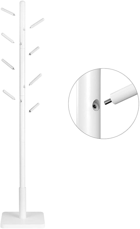 Rootz Garderobenständer – Kleiderständer – Massivholz – Baumform – 8 Haken – Weiß – Gummibaumholz – 30 x 30 x 175 cm