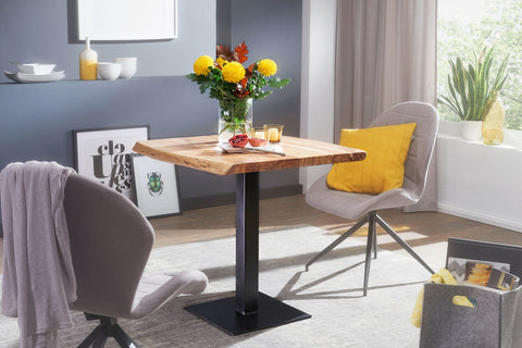 Rootz Dining Table - Tree Edge Acacia Solid Wood - Small Square Kitchen Table - Designer Dining Table for Dining Room