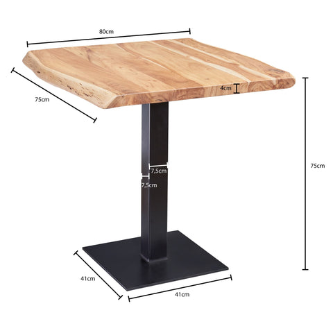 Rootz Dining Table - Tree Edge Acacia Solid Wood - Small Square Kitchen Table - Designer Dining Table for Dining Room