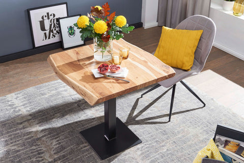 Rootz Dining Table - Tree Edge Acacia Solid Wood - Small Square Kitchen Table - Designer Dining Table for Dining Room