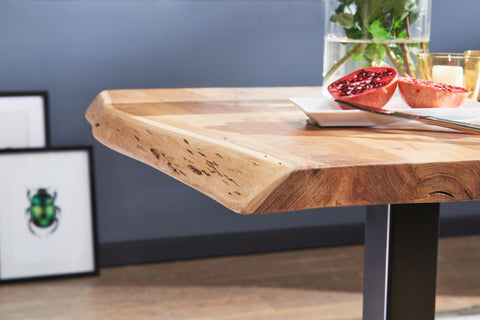 Rootz Dining Table - Tree Edge Acacia Solid Wood - Small Square Kitchen Table - Designer Dining Table for Dining Room