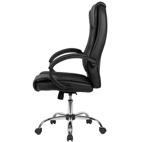 Rootz Desk Chair - Black Faux Leather - Office Swivel Chair - Up to 120kg - Height Adjustable Design - Office Armchair with Armrests & High Backrest