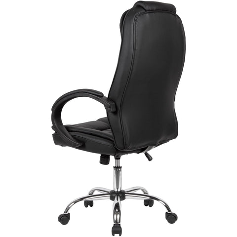 Rootz Desk Chair - Black Faux Leather - Office Swivel Chair - Up to 120kg - Height Adjustable Design - Office Armchair with Armrests & High Backrest