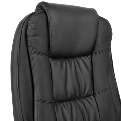 Rootz Desk Chair - Black Faux Leather - Office Swivel Chair - Up to 120kg - Height Adjustable Design - Office Armchair with Armrests & High Backrest