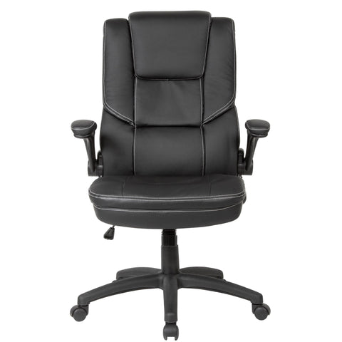 Rootz Desk Chair - Black Faux Leather  Office Swivel Chair - Up to 120kg - Height Adjustable Design - Office Armchair with Foldable Armrests & High Backrest