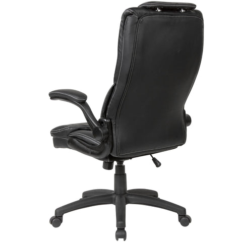 Rootz Desk Chair - Black Faux Leather  Office Swivel Chair - Up to 120kg - Height Adjustable Design - Office Armchair with Foldable Armrests & High Backrest