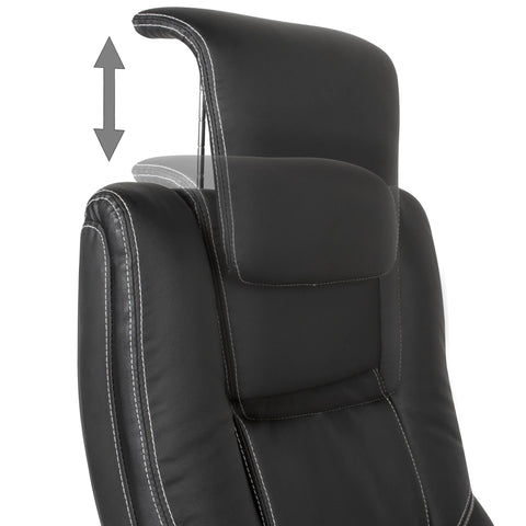 Rootz Desk Chair - Black Faux Leather  Office Swivel Chair - Up to 120kg - Height Adjustable Design - Office Armchair with Foldable Armrests & High Backrest