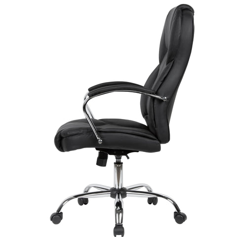 Rootz Desk Chair - Black Faux Leather - Up to 120kg - Design Swivel Chair with Height Adjustment - Office Armchair with Armrests & High Backrest