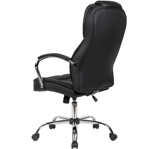 Rootz Desk Chair - Black Faux Leather - Up to 120kg - Design Swivel Chair with Height Adjustment - Office Armchair with Armrests & High Backrest