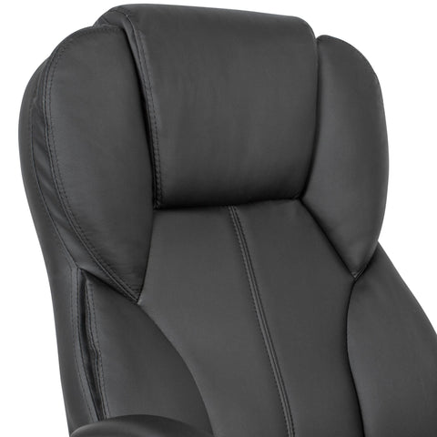 Rootz Desk Chair - Black Faux Leather - Up to 120kg - Design Swivel Chair with Height Adjustment - Office Armchair with Armrests & High Backrest