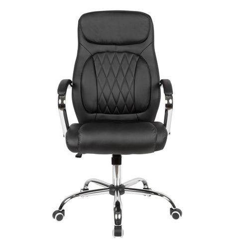 Rootz Desk Chair - Black Faux Leather - Office Swivel Chair - Up to 120kg - Height Adjustable Design - Armchair with Armrests & Low Backrest