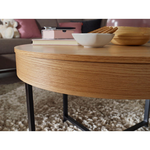 Rootz Salontafel - Bijzettafel - Opbergruimte - Eik - Metaal - Zwart - Bruin - 69 x 69 x 49 cm