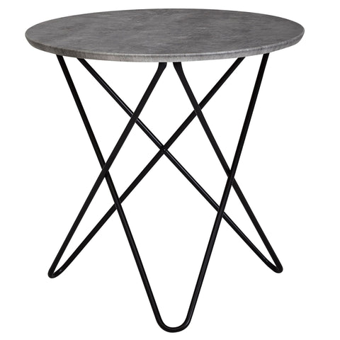 Rootz Salontafel - Bijzettafel - Ronde Tafel - Betonlook - Ø 60 cm - Grijs - Zwart