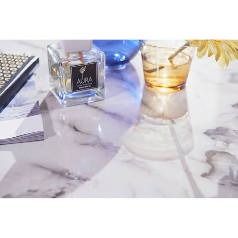 Rootz Ossinning Salontafel - Ronde Salontafel - Marmer - Zwart - Ø 76 cm - Wit - Bijzettafel