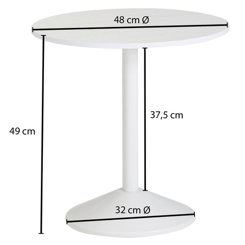 Rootz Side Table - Coffee Table - Round Side Table - Wood Look - Design - White - Ø 48 cm