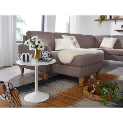 Rootz Side Table - Coffee Table - Round Side Table - Wood Look - Design - White - Ø 48 cm