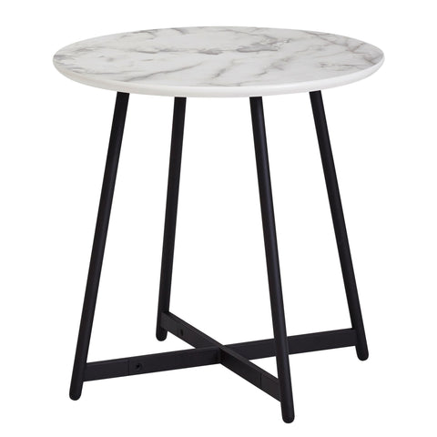 Rootz Side table - Coffee table - Coffee table - Round - Marble look - White - Black - Ø 50 cm