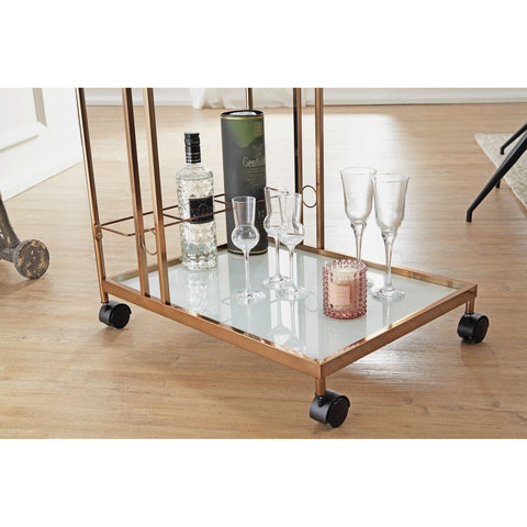 Rootz Kitchen trolley - Serving trolley - Kitchen trolley - Side table on wheels - Tea wahen - Glass - Gold