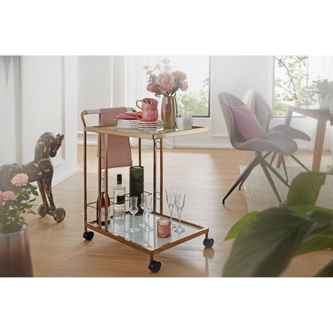 Rootz Kitchen trolley - Serving trolley - Kitchen trolley - Side table on wheels - Tea wahen - Glass - Gold