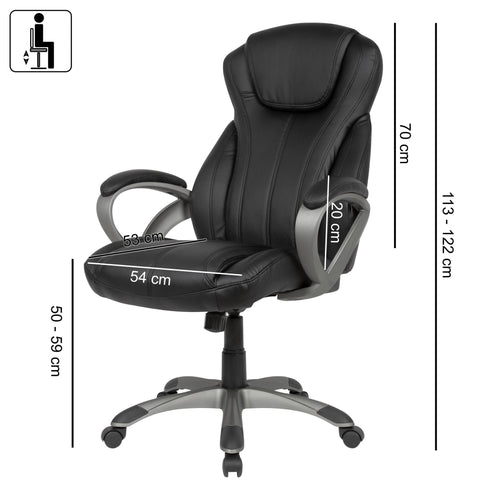 Rootz Office chair - Swivel chair - Office chair - Computer chair - Artificial leather - Black
