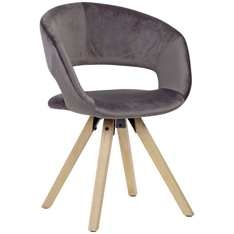 Rootz Dining Chair - Dark Gray Velvet - Modern - Kitchen Chair with Backrest - Upholstered - Max Load 110kg