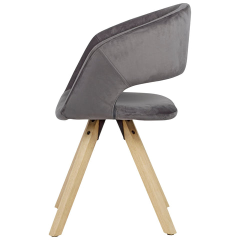 Rootz Dining Chair - Dark Gray Velvet - Modern - Kitchen Chair with Backrest - Upholstered - Max Load 110kg