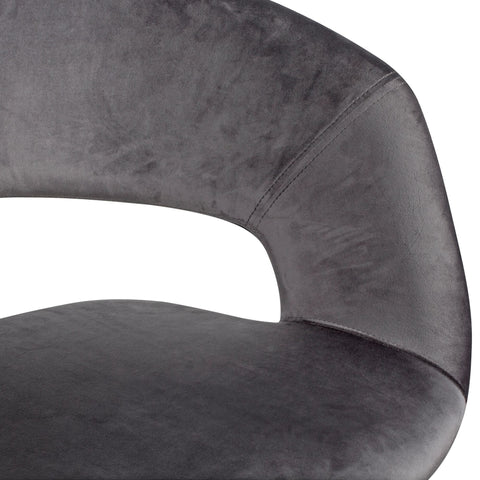 Rootz Dining Chair - Dark Gray Velvet - Modern - Kitchen Chair with Backrest - Upholstered - Max Load 110kg