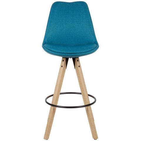 Rootz Bar Stools - Petrol Fabric - Solid Wood - Scandinavian Design (2 Pieces) -  Set of 2 Counter Stools with Backrest - Seat Height 77cm