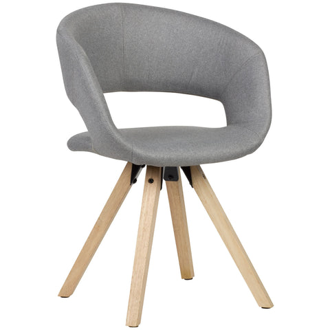 Rootz Dining Chair - Light Gray Fabric - Solid Wood Retro - Kitchen Chair with Backrest - Upholstered - Max Load 110kg