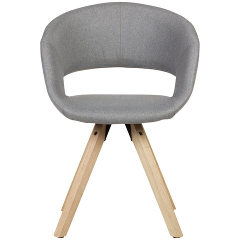 Rootz Dining Chair - Light Gray Fabric - Solid Wood Retro - Kitchen Chair with Backrest - Upholstered - Max Load 110kg