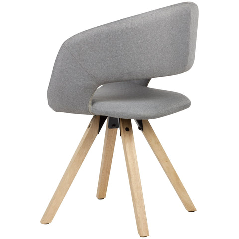 Rootz Dining Chair - Light Gray Fabric - Solid Wood Retro - Kitchen Chair with Backrest - Upholstered - Max Load 110kg