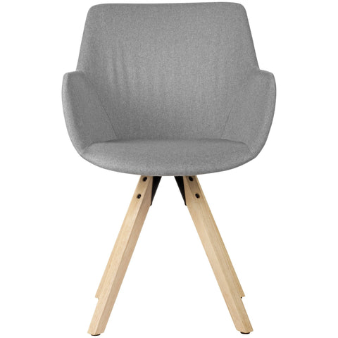 Rootz Cozy Dining - Set of 2 - Light Gray Armchair with Wooden Legs - Modern Fabric Upholstered Kitchen Chairs