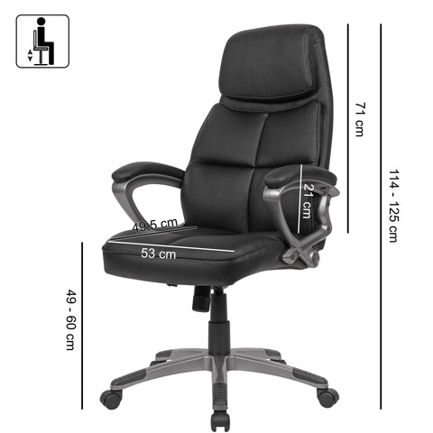Rootz Office chair - Swivel chair - Office chair - Office chairs - Artificial leather - Black