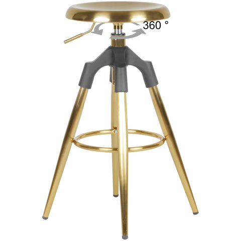 Rootz Bar Stool - Industrial Design Counter Chair - 100 kg Max Load Capacity - Gold Metal - 72-80 cm Height